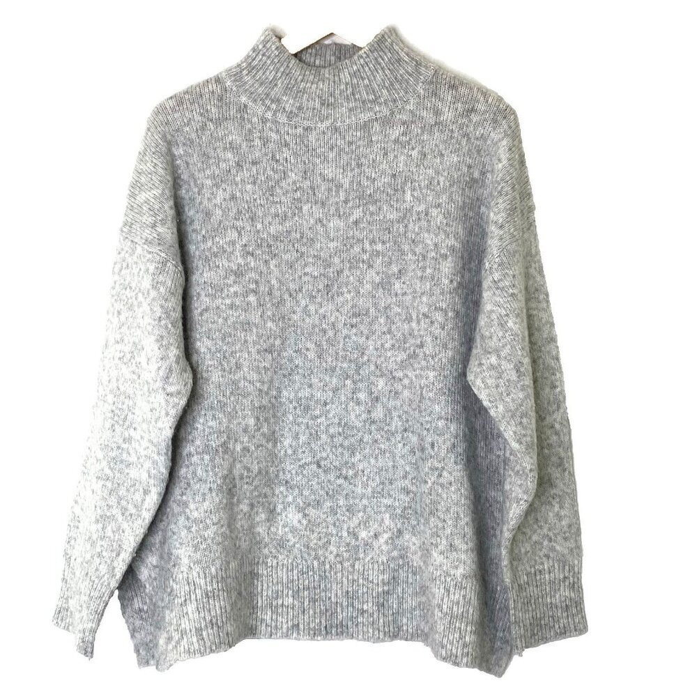 Top Shop Pullover Mock Neck Sweater Top Womens size 8-10 Medium Gray Oversized